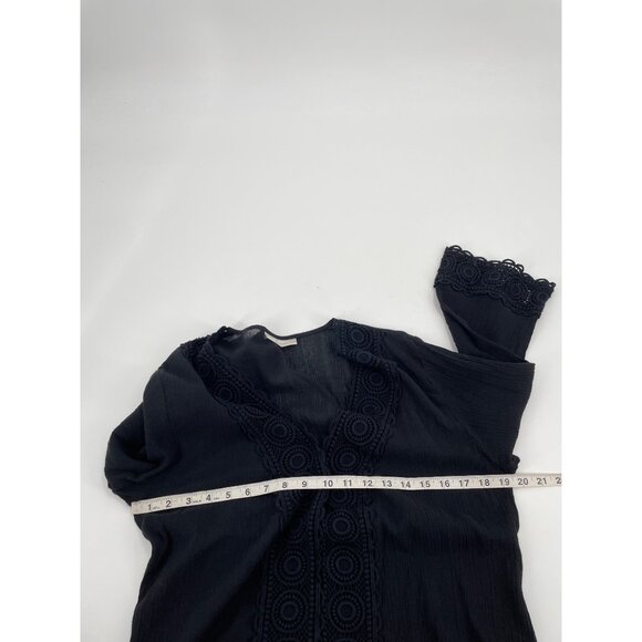 La Blanca Womens Tunic Swim Cover-Up Beachwear Crochet Trim Deep V-Neck Black XS - Picture 5 of 6